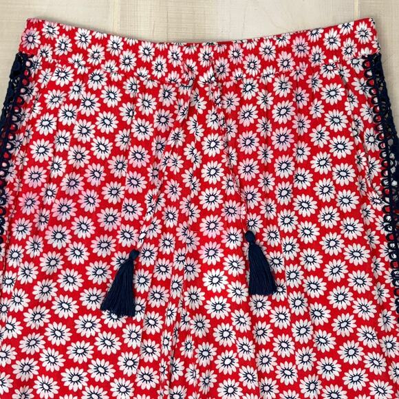 Tory Burch Primrose Beach Pants Nantucket Red Tassel Sz XS NWT Flaw Red Bleed - Picture 2 of 9